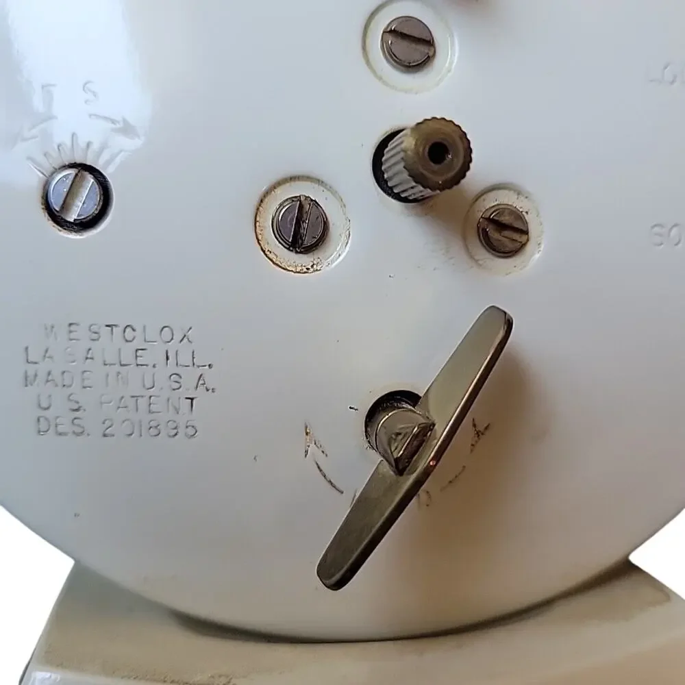 Clock Big Ben Westclox White Face Vintage Alarm Glow in the dark Rehab Project